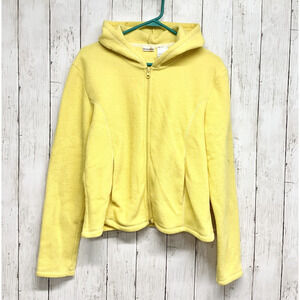 Vtg Y2K No Boundaries Sweater Women Sz XL Daffodil Yellow Full Zip Hooded Fleece